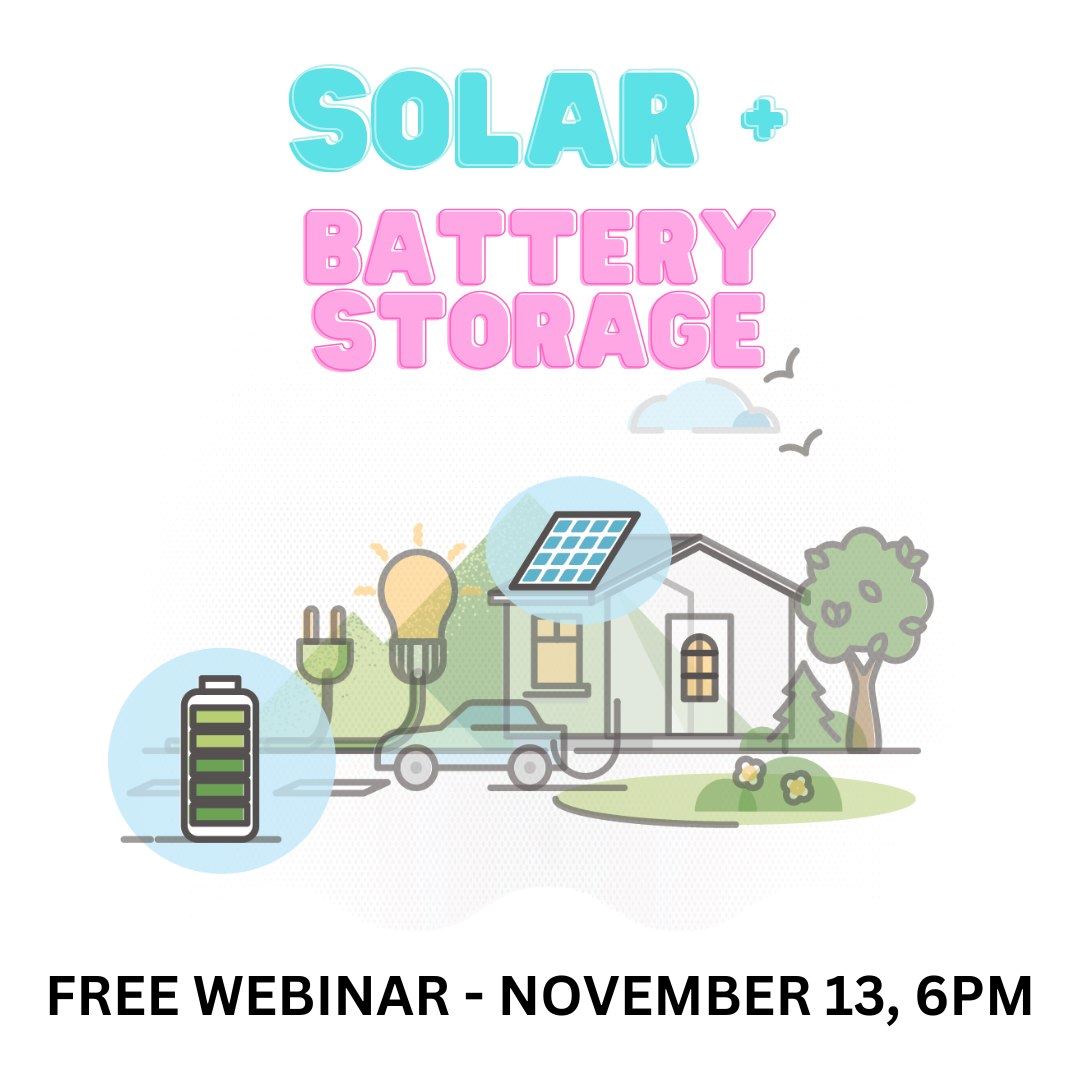 graphic image of a house with highlighted solar panels and battery storage 