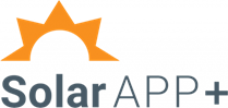 Solar App logo with sun and words solar app plus